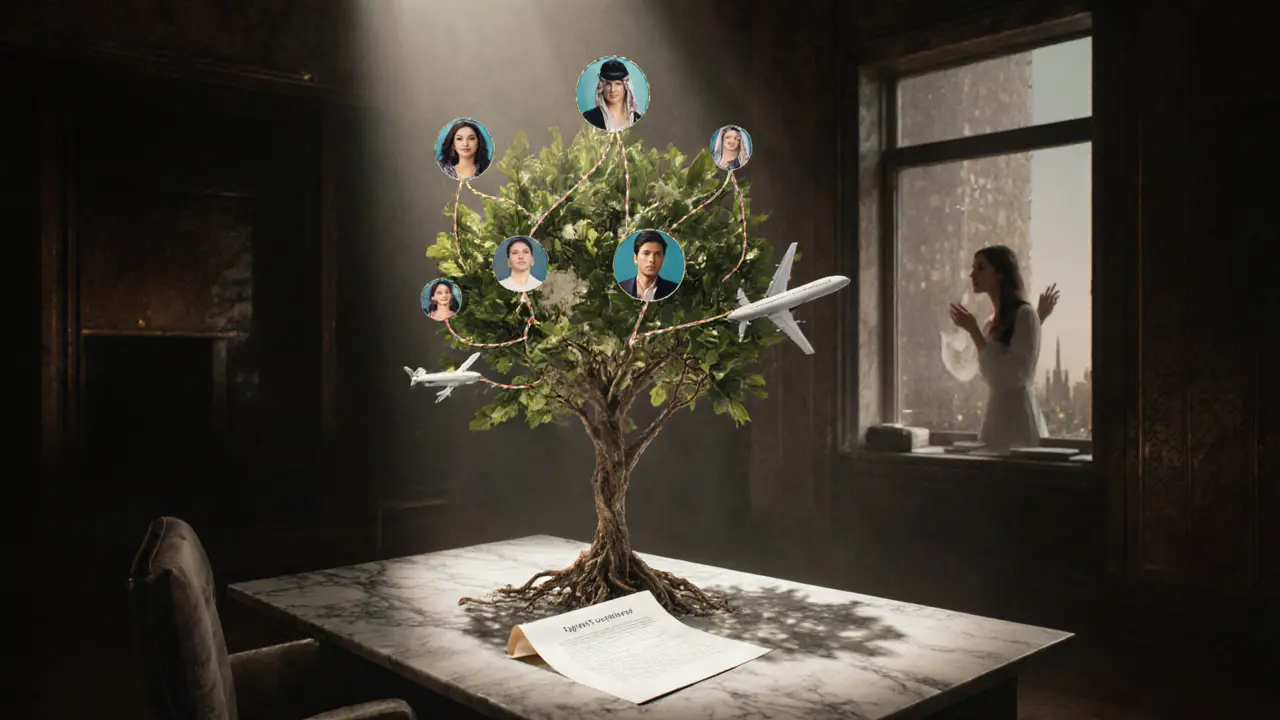 A symbolic tree of global modeling careers growing from a contract in Dubai.