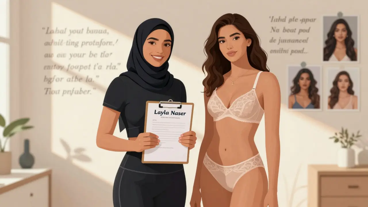 Layla Nasser and Sarah Al-Mansoori in a studio setting, mentoring young women with diverse fashion styles.